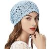 Women Cotton Crochet Slouchy Beanie Hat Handmade Knit Cutout Summer Floral Skull Cap