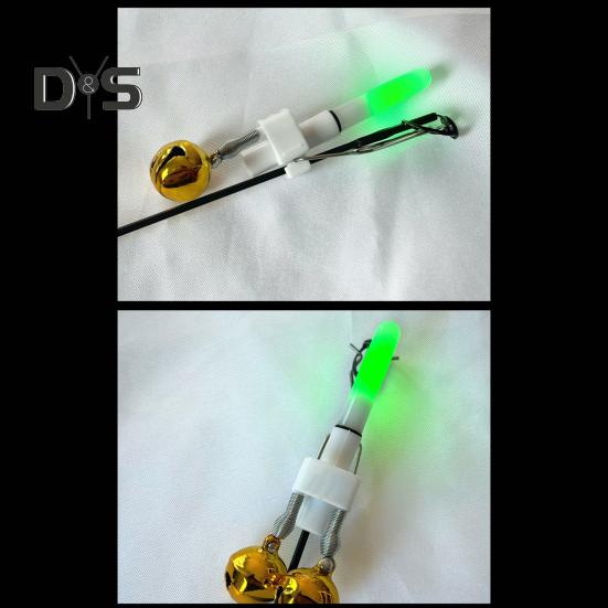 Fishing Rod Tip Light with Dual Bells Fishing Bite Alarm LED Lamp Night Fishing Pole Tip Strike Sensor Alert Light Fishing Accessories