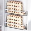 Fridge Egg Storage Box Four Tiers Automatic Rolling Large Capacity Space-Saving 30 Egg Organizer Refrigerator Side Door Egg Dispenser