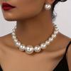 Elegant French Imitation Pearl Necklace and Earring Set for Women