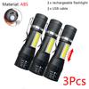 1-5Pcs Portable Mini LED Flashlight Q5+COB Lamp Beads Built In Battery Torch Rechargeable Zoom Penlight Outdoor Camping Lantern