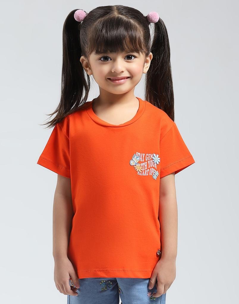 MONTE CARLO Girls Half Sleeve Round Neck Top