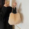 Luxury Feeling Plush Casual Tote Bags Solid Lock Personality  Fashion Winter New Style Shoulder Bags