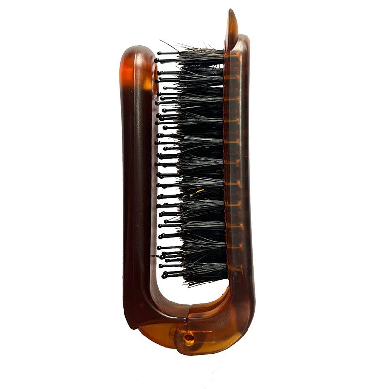 Cat Ear Boar Bristle Hair Brush Amber Foldable Portable Comb Pocket Collapsible Travel Massage Styling Tool Salon Women Gift