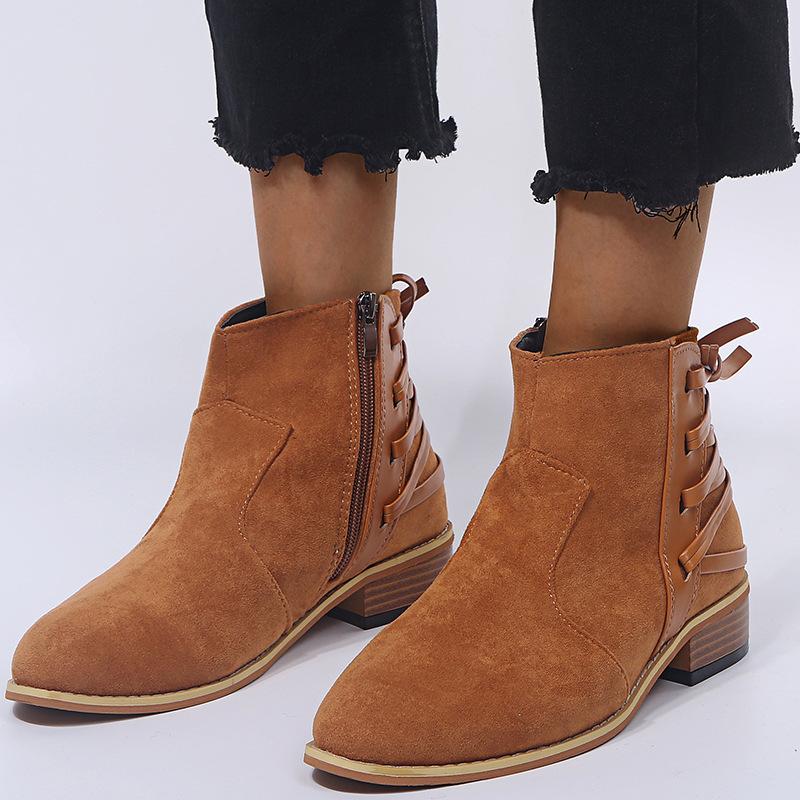 Suede Women Boots Spring Autumn Ankle Boots Ladies Leopard Wedges Boots Slip-on Pointed Toe Solid 25 Boot Woman Casual Shoes