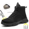 Fashion Steel Toe Cap Work Safety Boots For Men Indestructible Ryder Shoes Anti-smash High Top Safety Shoes Winter Working Sneaker Black