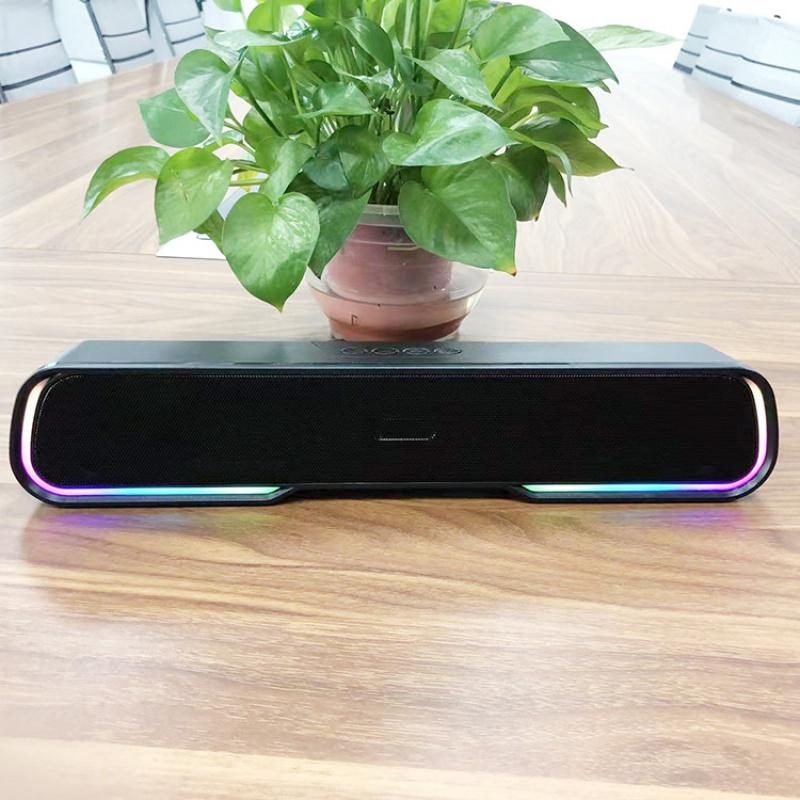 RGB Scrolling Light Illuminated Speaker Desktop Strip Portable Subwoofer High-power Bluetooth Speaker