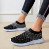 Women Crystal Sneakers Breathable Mesh Slip On Flat Shoes For Women 2025 Outdoor Walking Loafers Zapatos Mujer