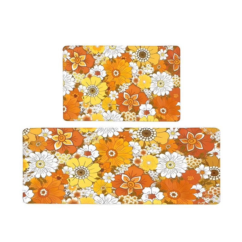 Sunflower Spring Floral Kitchen Mat & Doormat Set - Two Pieces
