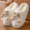 Bow Cotton Slippers Women's Winter Indoor Home 2024 Style Cotton Slippers Autumn/winter Thick Bottom Warm Non-slip Women's Shoes