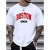 Cotton Fashion High Quality Men's Summer Loose Size 100% Cotton Boston Print Slim Fit Casual Round Neck Short Sleeve T-shirt Top