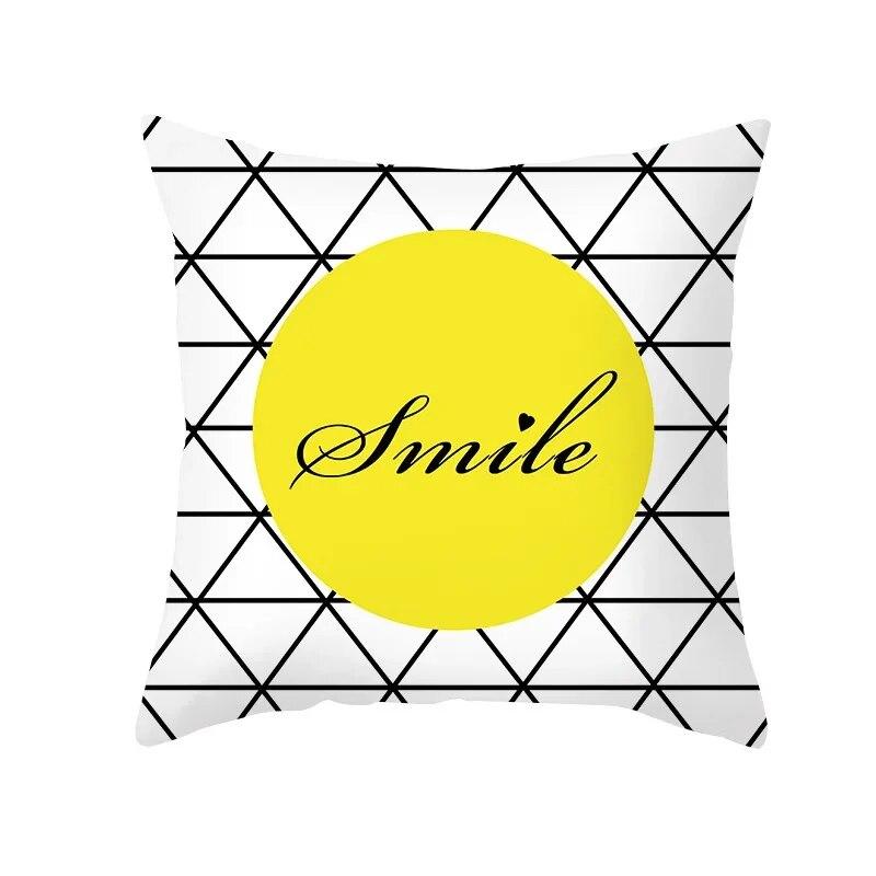 45x45cm Fashion Yellow Geometric Printing Pillowcase Sofa Hotel Office Seat Lumbar Cushion  Cover Home Decoration