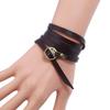 New Five Circle Embossed Cowhide Bracelet Vintage Simple Multi Loop Bracelet Fashion Buckle Leather Bracelet