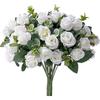Artificial Flowers Bouquet White Red Rose Eucalyptus Leaves Wedding Decoration Peony Fake Flower For Party Home Decor Outdoor