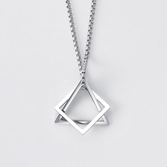 Men Necklace Triangle Square Pendant Necklace Dating Work Party Versatile Style Necklace Clothing