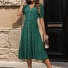 Vintage Summer Sundress Women Casual Loose Long Dress Short Sleeve O Neck Plus Size Female Clothes