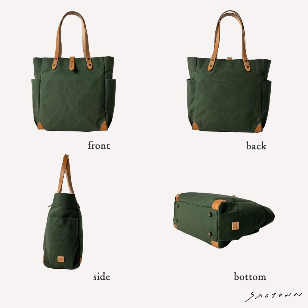 Hanpu Kobo Tote Bag Canvas Tote Made In Japan Domestic Canvas A4 Multifunctional Paraffin Processed 3J10 Khaki (M) Women's Men's