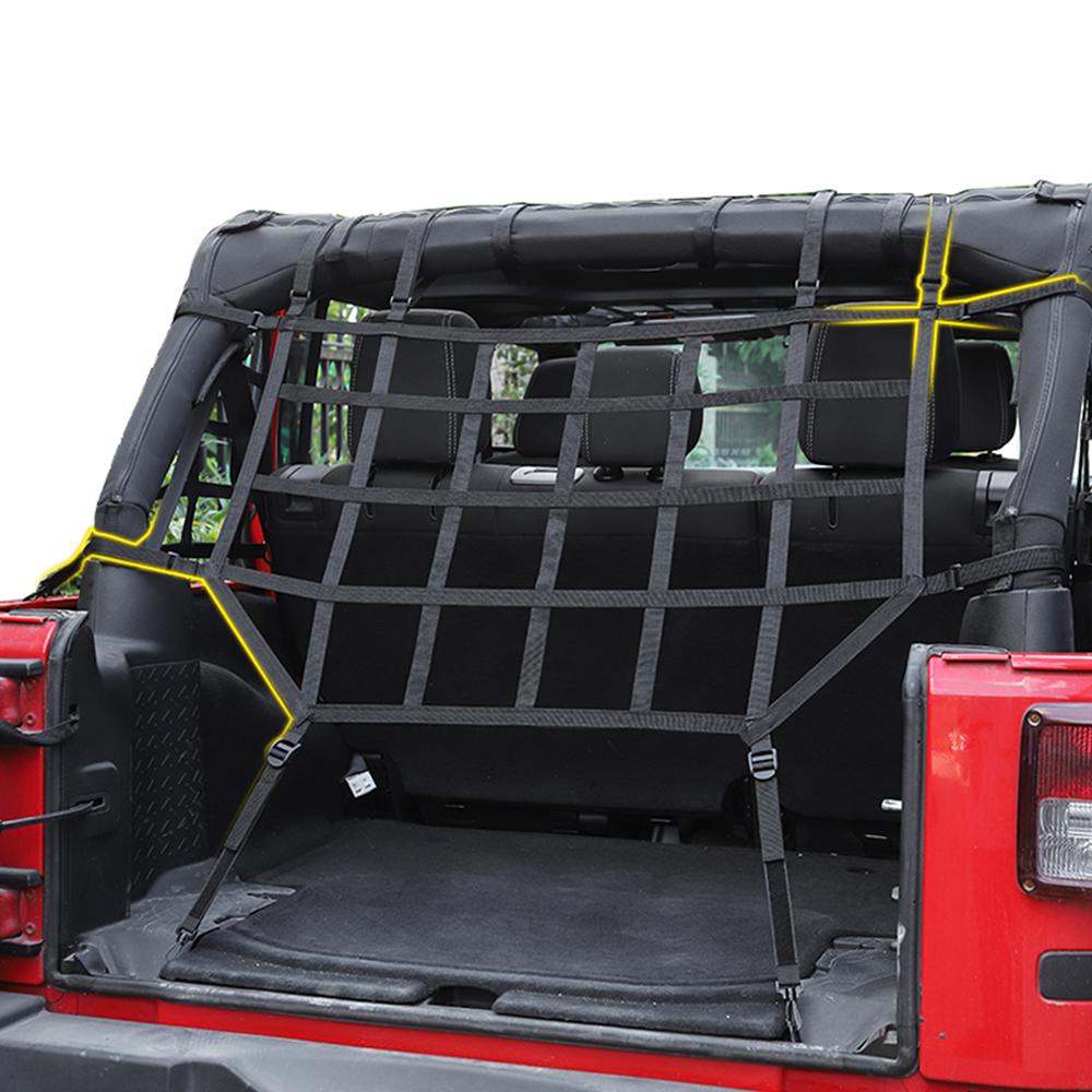 Mesh Cargo Net Trunk Cargo Net for Jeep Wrangler JK JKU 2007-2017 1 PC Black
