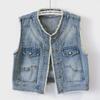Women's Raw Edge Denim Vest - Summer 2025 Korean Style, Lightweight and Sleeveless