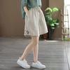 Cotton Shorts Women Summer Vintage Loose Large Size High Waist Casual Denim Wide Leg Pants