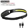 KDULIT Induction LED Headlamp COB Wide Beam Wave Sensor Head Lamp Built In Battery USB Rechargeable Fishing Headlight Lantern