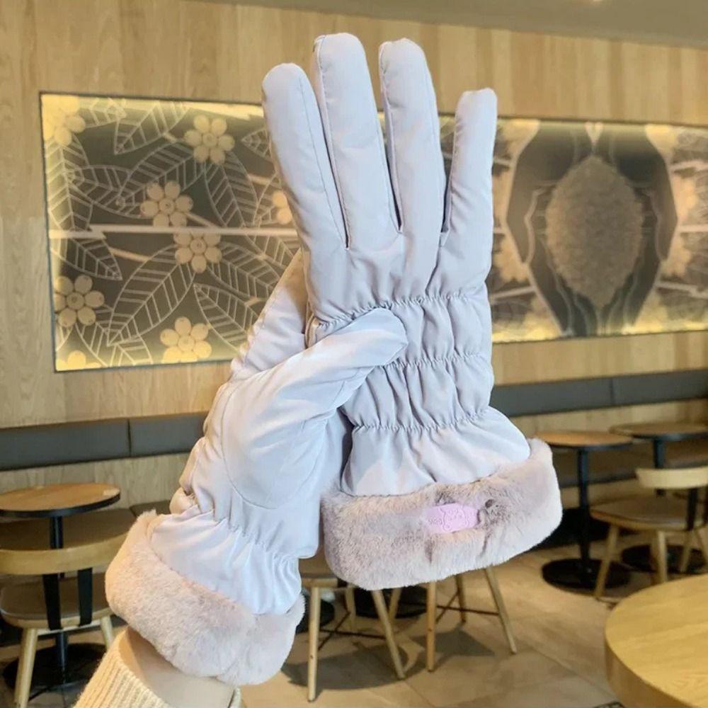 Breathable Little Bear Padded Gloves Warm Bicycle Gloves Women