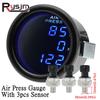 HD 2" 52mm Car Air Pressure Gauge Three Digital Display 220PSI Air Ride Suspension Gauge With 3PCS Electrical Sensors