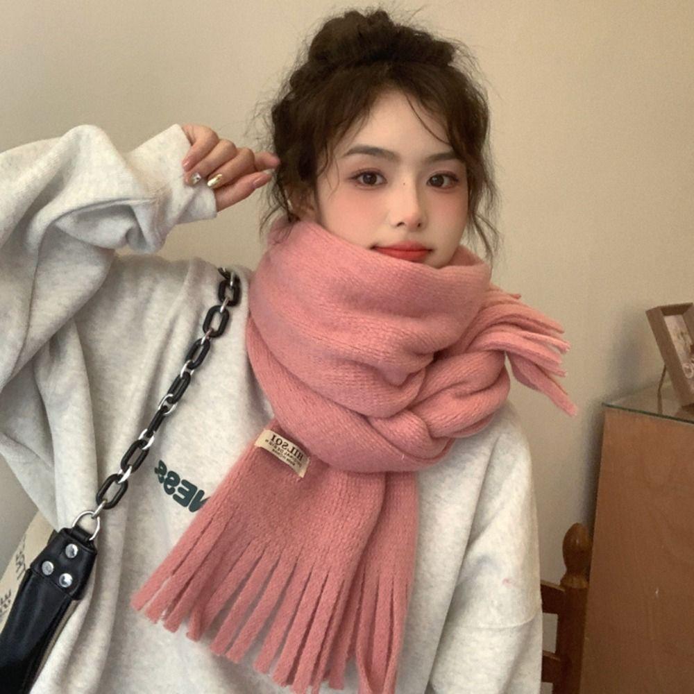 Warm Winter Cashmere Scarf Solid Color Shawl Wrap Fashion Long Tassel Scarves Women