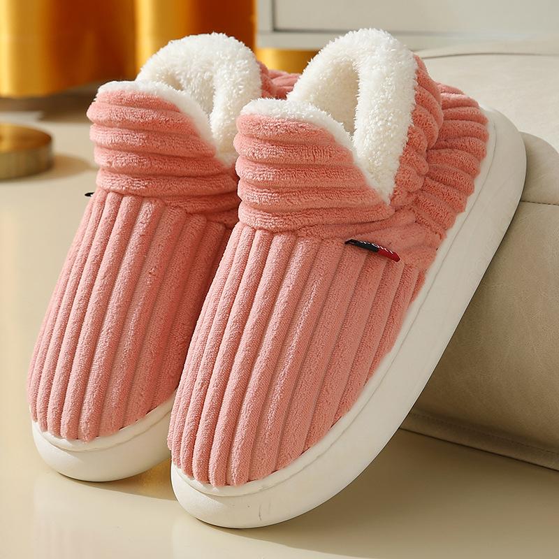 Cotton Slippers Velvet Home Non-slip Confinement Shoes Indoor Warm Shoes Women's Cotton Shoes Men's