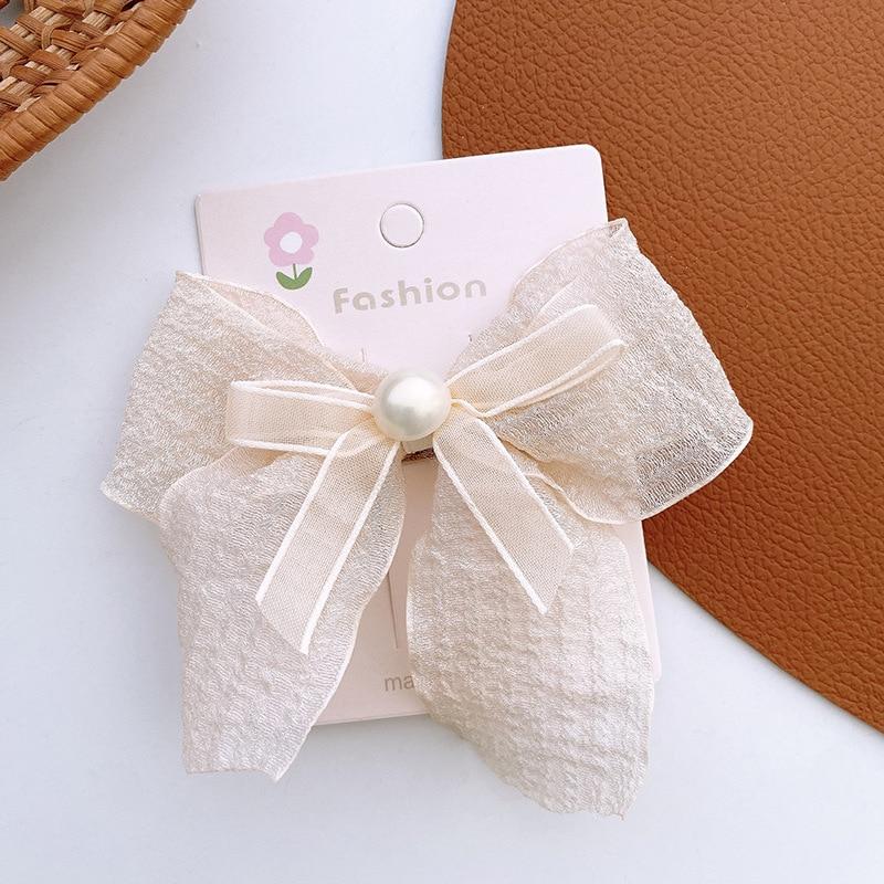 Toddler Girl Headwear France Style Beige Color Bow Floral Lace Hair Clip for Baby Girl Lovely Sweet Princess Children Hairpin