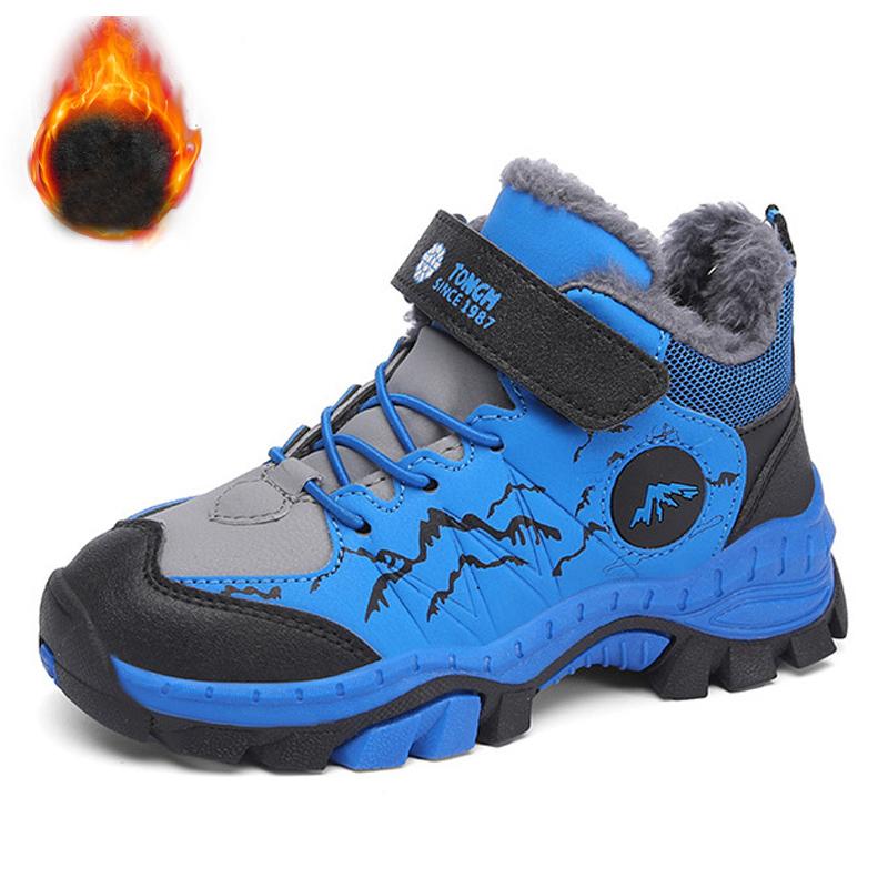 30-40 Children's Winter Large Fashion Outdoor Velcro with Velvet Warm Sports Shoes Cotton Shoes Snow Boots