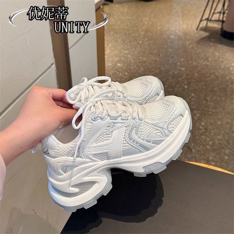 Thick-soled Inner Height Increase Dad Shoes Women 2025 Autumn New Breathable Internet Celebrity Fried Street Ins Trendy Fashion Casual Sports Shoes
