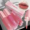 Pink Love Heart Design Lip Glaze Mirror Water Light Glass Transparent Lip Gloss Moisturizing Female Cute Lipstick