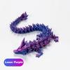 3D Printed Crystal Dragon 12In 3Pcs-Perfect Basket Essentials Stuffers, 3D Printed Flexible Articulated Dragon,Fidget Toys for Autism-Purple+Green+Red