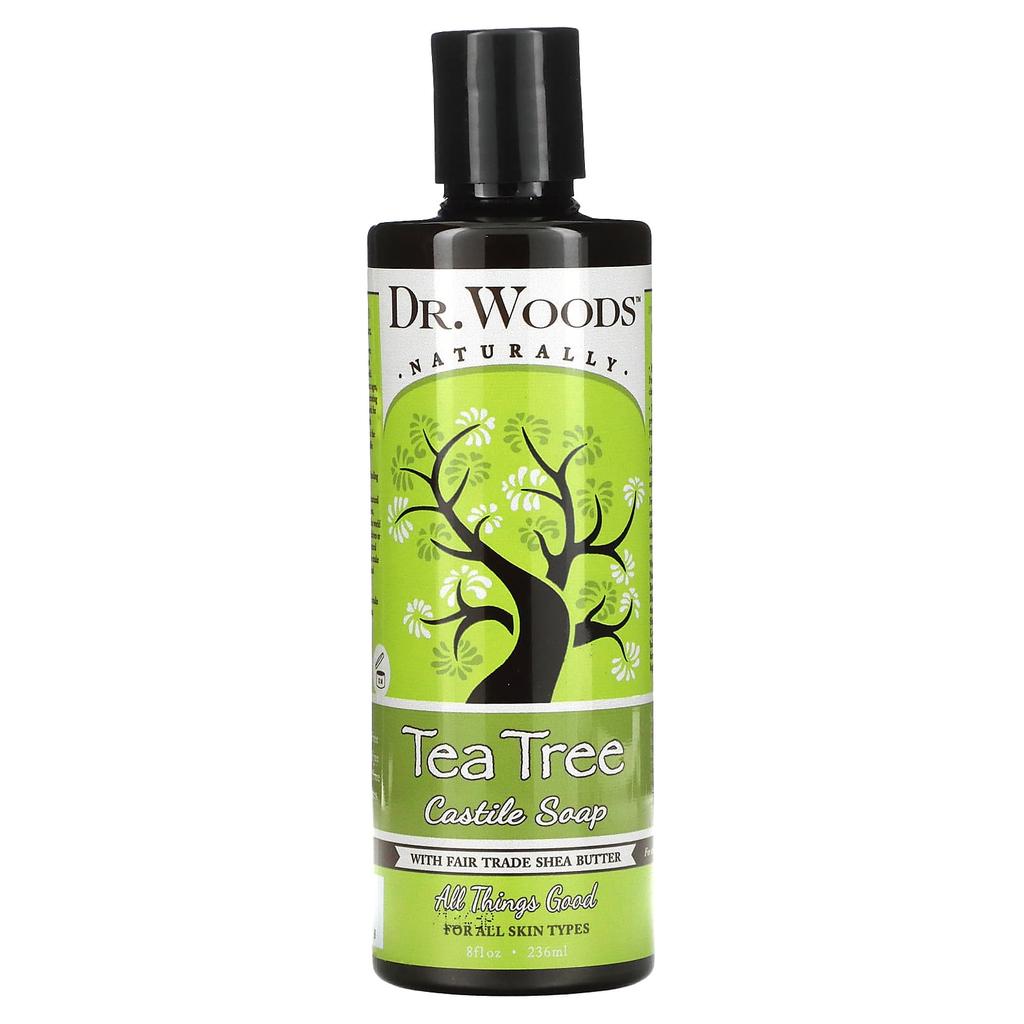 Dr. Woods Tea Tree Castile Soap with Fair Trade Shea Butter, 8 Fl Oz (236 Ml)