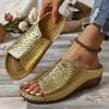 Women's Fashion Summer Platform Sandals Slides Beach Casual Shoes Open Toe Wedge Slippers Fish Mouth PU Leather Sandals