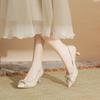 599-61 Temperament Thin Heels High Heels Women's New Nude Skirt Fairy Gentle Soft Leather Beautiful Bridesmaid Shoes