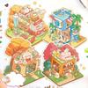 Cartoon Food Street Landscape Sticker Cabin Scene DIY Toy Game Sticker Festival Birthday Gift for Kids Girls and Children