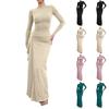 Women's Casual Fashion Long Sleeve Solid Color Slim Waist Dress