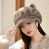 Furry Octagonal Hat Women's New Autumn and Winter Cute Ears Warm Cold Cap