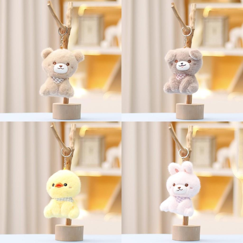 Bear Rabbit Duck Keychain Cute Cartoon Girl Backpack Hanging Plush Gift Doll