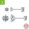 Simple Sparkling Mozzarella Diamond Stud Earrings, Classic Sparkling Four-Claw Inlaid 925 Sterling Silver Stud Earrings.