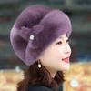 New Winter Warm Hat Imitation Mink Fur Caps For Women Earflap Fisherman Earwarmer Hat Floral Basin Cap