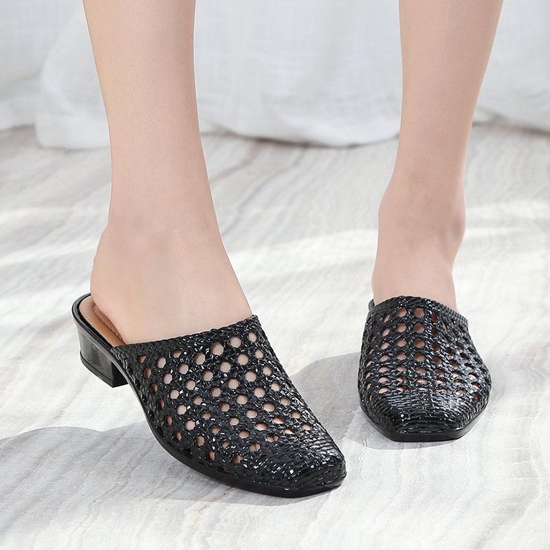 Women's Summer Mid-Heel Beach Slippers: Non-Slip, Fashionable Korean Style with Thickened Sole