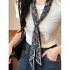 Black Cashew Flower Long Strip Thin Silk Scarf Women'S Korean Diagonal Scarf High-End Temperament Waist Accessories