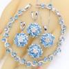 Romantic Lady Jewelry Set of Europe and The United States Explosion of Light Blue Zircon Earrings Necklace Bracelet