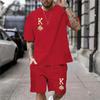 2024 Summer Casual Everyday Wear Clothes Crown K Print T-Shirt Shorts Set Two-Piece Fashion Short Sleeves Shorts Men's Clothing