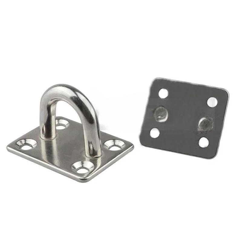 4pcs 5mm/6mm/8mm/10mm/12mm Stainless Steel Square Pad Eye Plate Hook Hanger Heavy Duty Ceiling Wall Boating Yacht Shade Sailing Marine