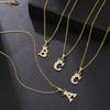 Letter Necklace Rhinestone Crown Letter Pendant Adjustable Chain Women Necklace for Gift