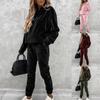 Women's Autumn and Winter Solid Color Hooded Top + Pants Set Casual Silver Fox Velvet Suit for Women